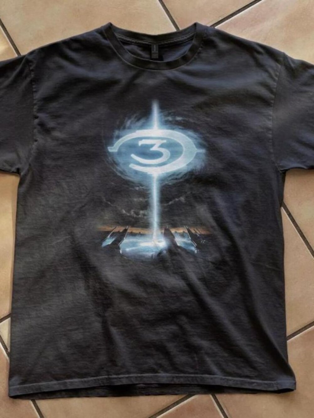 Vintage Halo 3 Video Game Graphic T-Shirt Black Short Sleeve Crewneck